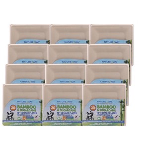 Naturezway Bamboo & Sugarcane 10" Square Plates - Case of 12/20 ct - 1 of 3