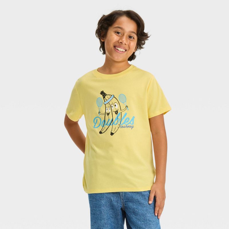 Boys' Short Sleeve Bananas Playing Tennis 'Double Tourney' Graphic T-Shirt - Cat & Jack™ Yellow, 1 of 5