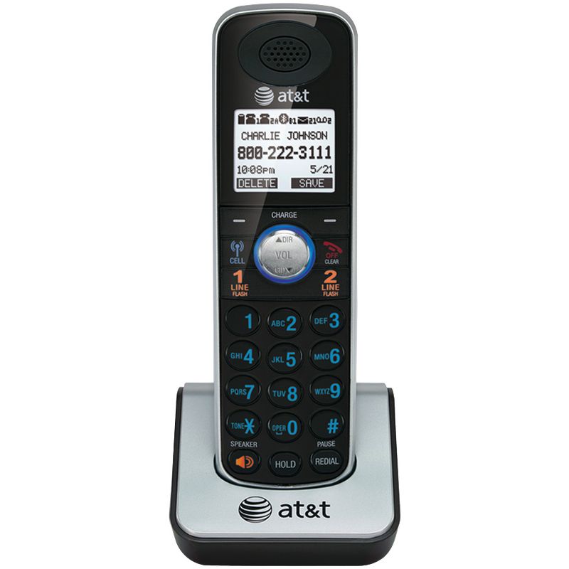 AT&T® DECT 6.0 2-Line 2-Handset Connect to Cell™ Corded Cordless Bluetooth® Phone System with Digital Answering System and Caller ID, Silver and Black, 3 of 9