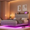 QUEEN Floating Bed Frame with LED Lights & USB Charging, Modern Upholstered Platform Bed, Headboard, Solid Wood Slats, No Box Spring, Easy Assembly - 4 of 4