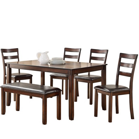 6pc Rubber Wood Dining Set Brown, Rubberwood Dining Table Set