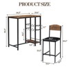 3 Piece Dining Table Set with 2 PU Upholstered Chairs, Counter Height Table with Storage Shelf for Small Space Apartment - 2 of 4