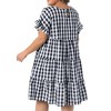 Women's Plus Size 1950s Gingham Plaid Round Neck Ruffle Sleeve Tiered Casual Summer Babydoll Midi Dresses with Pocket - Agnes Orinda - 4 of 4