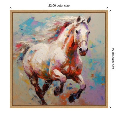 Colorful Horse Painting on Canvas with Sylvie Maple Frame