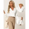 Allegra K Women's Satin Long Sleeve Work Business Casual Button Down Shirt - 2 of 4