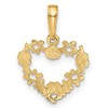 Black Bow Jewelry 14k Yellow Gold Floral Cutout Heart Pendant, 15mm - 3 of 4
