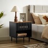 VYNXARIA Cabint with Grille Striped Doors, Mid Century cabint/NightstandS/TV stand, Bedside Table with Slatted Drawer Decor - 3 of 4