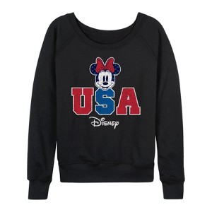 Women's - Disney - Americana Lightweight French Terry Wide Neck Long Sleeve Shirt - 1 of 4