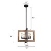 LNC Laius 4-Lights 18" Modern Farmhouse Geometric Wood Kitchen Island Pendant  Lights, Matte Black and Distressed Brown Wood - 3 of 4