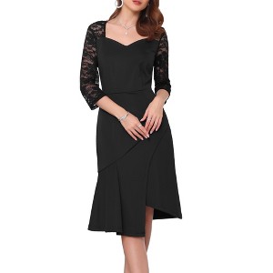 INSPIRE CHIC Women's Lace Formal 3/4 Sleeves Sweetheart Neck Irregular Hem Cocktail Evening Dresses - 1 of 4