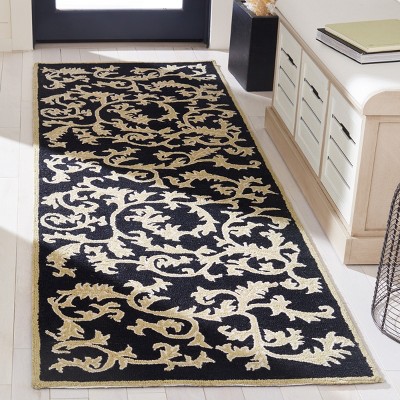 Chelsea Black and Olive Hand-Hooked Wool Area Rug
