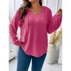 Clearlove Women's Plus Size Long Sleeve Hoodie V Neck Shirt Brushed Lightweight Active Top - 3 of 4
