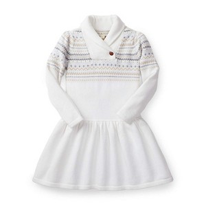 Hope & Henry Girls' Shawl Collar Drop Waist Dress (White Long Sleeve, 18-24 Months) - 1 of 4