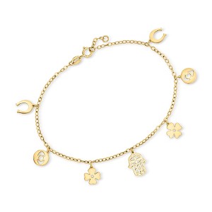 Pure Collection by Ross-Simons Italian 14kt Yellow Gold Good Luck Charm Bracelet - 1 of 4