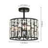 Rennnsan Trivale 12" W  - 17" W Drum Saike Crystal Modern Glam Dimmable Semi Flush Mount in Black - 3 of 4