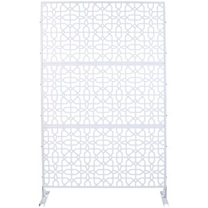 Okak Balcony Privacy Screen with Hollowed Decoration, Outdoor Privacy Screen with Metal Frame, Outside Privacy Fence Panels - 1 of 4