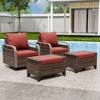 EAGLE PEAK Wicker Outdoor Glider Rocking Chair, Swivel Rocker, 2 Chairs 2 Ottomans, 4 Piece - 2 of 4