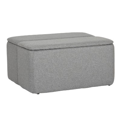 Stout Storage Ottoman Polyester/Metal/Wood Gray - LumiSource