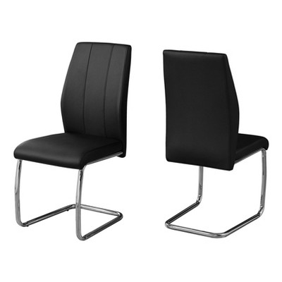 Dining Chair - Black Leather & Chrome - EveryRoom