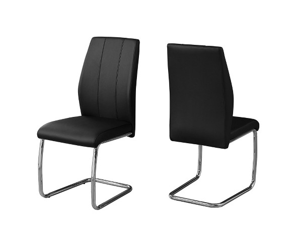 Dining Chair - Black Leather & Chrome - EveryRoom