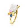 Ross-Simons 8-8.5mm Cultured Pearl and 1.08 ct. t.w. Multicolored Sapphire Ring With Diamonds in 14kt Yellow Gold - 3 of 4