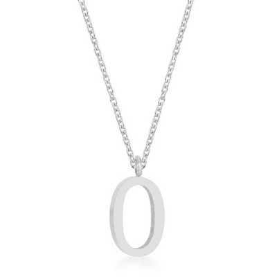 ShineHigh Rhodium-Plated Stainless Steel Lowercase Initial Pendant Necklace with 16" Chain + 2" Extender – Letters O, Q, U, W, X, Y, Z