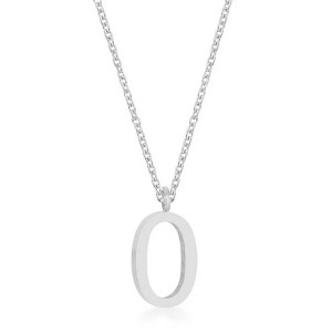 ShineHigh Rhodium-Plated Stainless Steel Lowercase Initial Pendant Necklace with 16" Chain + 2" Extender – Letters O, Q, U, W, X, Y, Z - 1 of 1