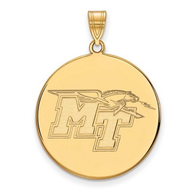 Black Bow Jewelry 14k Yellow Gold Middle Tennessee State Blue Raiders NCAA Extra Large Pendant