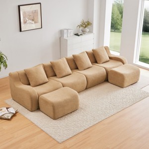 Teddy Modular Sectional Sofa, 4 Seat Upholstered Sectional Sofa with Curved Armrest, Sectional Sofa for Living Room Décor-Koiai - 1 of 4
