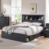 SinCiDo Farmhouse Full Size Bed Frame, w/52" Tall Storage Bookcase Headboard，Charging Station&LED Light, Drawers, No Box Spring Needed, Noiseless - 2 of 4