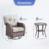 Buenhomino 3 Pieces Patio Furniture Set, Outdoor Swivel Rocker Patio Chairs, Wicker Patio Bistro Set with 5" Thickened Cushions and Glass Coffee Table - 3 of 4