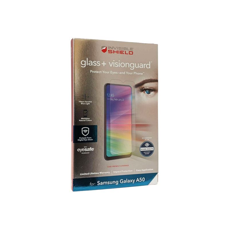 ZAGG Screen Protector for Galaxy A50 InvisibleShield Tempered Glass+ VisionGuard - Clear, 1 of 3
