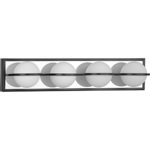 Progress Lighting Pearl 4-Light LED Modern Bath Vanity Light, Steel, Matte Black, Opal Glass Shade - 1 of 2