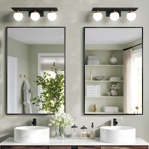 PexFix 31"x24" Rectangular Metal Framed Bathroom Wall Mirror in Black 2-Pieces - 1 of 4