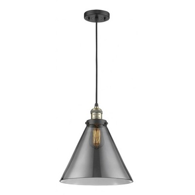 Cone - 1 Light Cord Hung Mini Pendant In Industrial Style-14 Inches Tall and 12 Inches Wide