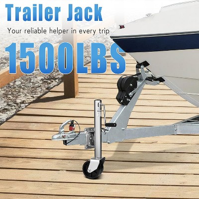 1500 lbs Trailer Jack with Dual Wheel, Heavy Duty Swivel Boat Trailer Jack, 13" Lift, Bolt-on Trailer Tongue Jack for RV Boat