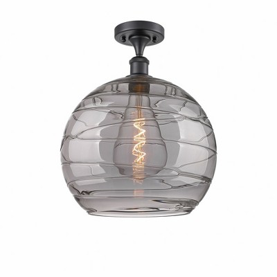 Athens Deco Swirl - 1 Light Semi-Flush Mount In Industrial Style-16.38 Inches Tall and 13.75 Inches Wide