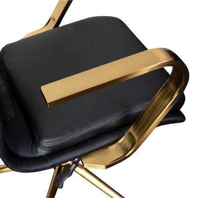 Mid-Back Executive Swivel Office Chair in Brushed Gold and Black Leather