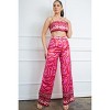 Slickblue Women's Satin Bra Top and Wide-Leg Pants Set, Stretch Waistband, Cherry, Size S-L - 3 of 4