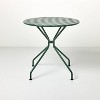 Slat Metal Round Outdoor Patio Bistro Table - Green - Hearth & Hand™ with Magnolia: Steel Frame, Rust-Resistant, 2-Seater - 3 of 4