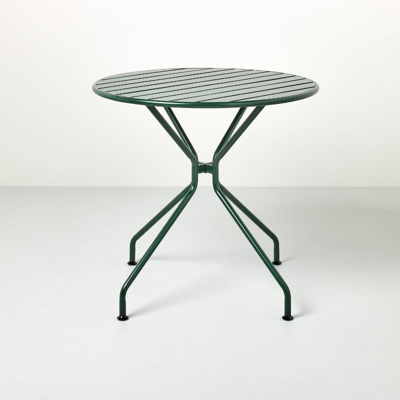 Slat Metal Round Outdoor Patio Bistro Table - Green - Hearth &#38; Hand&#8482; with Magnolia, 4 of 7