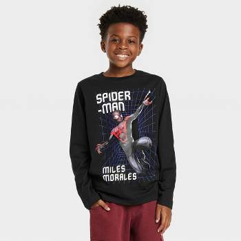 Boys' Spider-Man Miles Morales Matrix Long Sleeve Graphic T-Shirt - Black