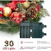 Coucheta 24 Inch Christmas Wreath with Lights - Lighted Large Outdoor Door Wreath with 20 Battery LED Lights, Red Gold Balls for Front Door - 4 of 4