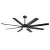Airsurfer 72" Matte Black LED Ceiling Fan with 8 Flat Black Blades and Remote, Color-Changing Light Included - 2 of 4