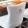 CAVINAS Mid-Century Barstools with Button Tufted and Chrome Nailhead Trim, Velvet Upholstered Dining Chair, Leisure Bar Chairs, Bar Stools, Set of 2 - 3 of 4