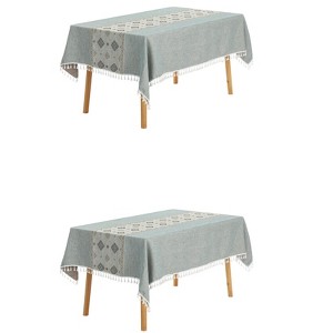 Unique Bargains Rustic Cotton Linen Waterproof Dinner Party Christmas Table Cover 2 Packs - 1 of 4