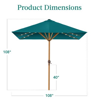 Cerulean Square Solar LED Lighted Patio Umbrella with Metal Pole