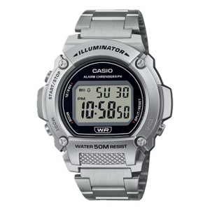 Casio Men's Classic Digital Watch with Stainless Steel Band - W-219HD-1AVCF - 1 of 2