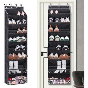 GustoWave Over the Door Hanging Shoe Rack Storage Bag Fleece Behind Door Wall Shelf Fabric Load Capacity 22.6 kg Storage for Shoes Hanging Black - 1 of 4