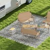 Outsunny RV Mat, Outdoor Patio Rug / Large Camping Carpet with Carrying Bag, Waterproof Plastic Straw, Reversible, Gray & Cream White Boho - image 2 of 4